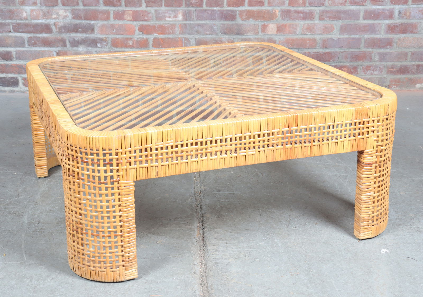 Bamboo and Woven Split Reed Coffee Table (1 of 10)