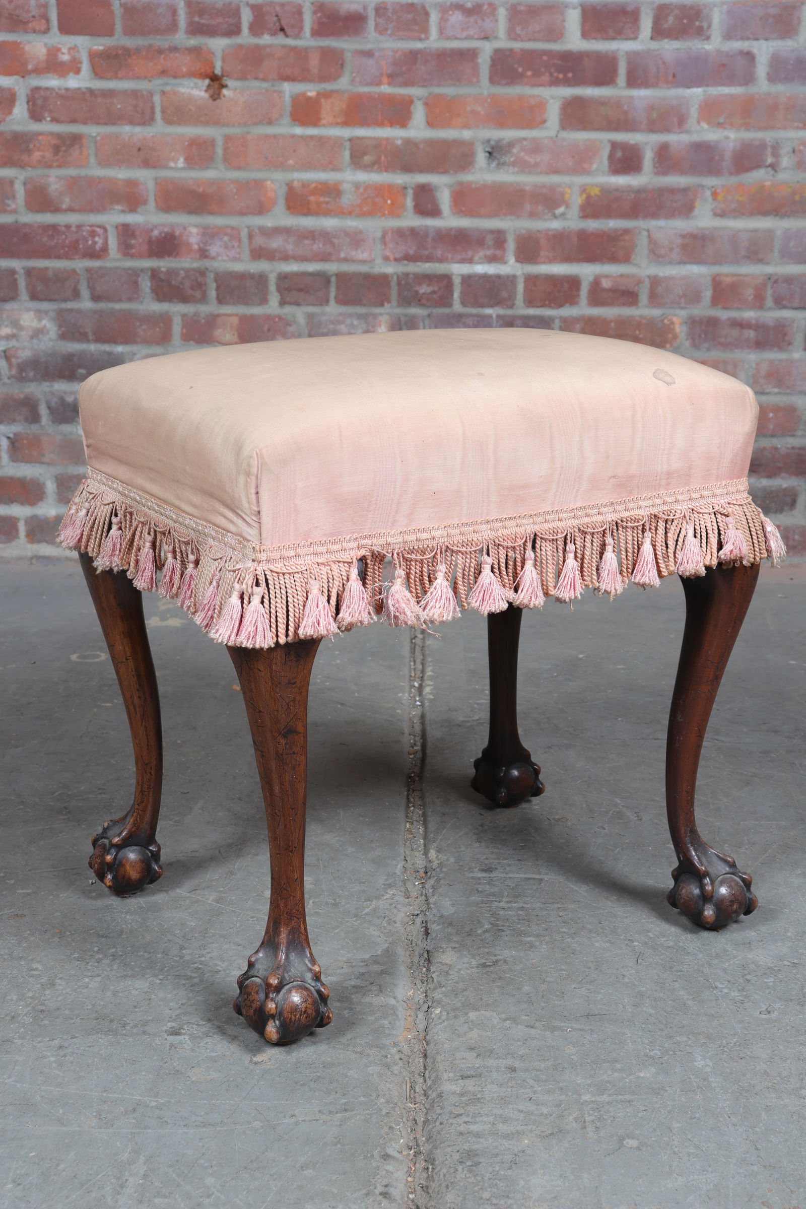 Victorian Ball and Claw Footed Stool with Tassels (1 of 6)