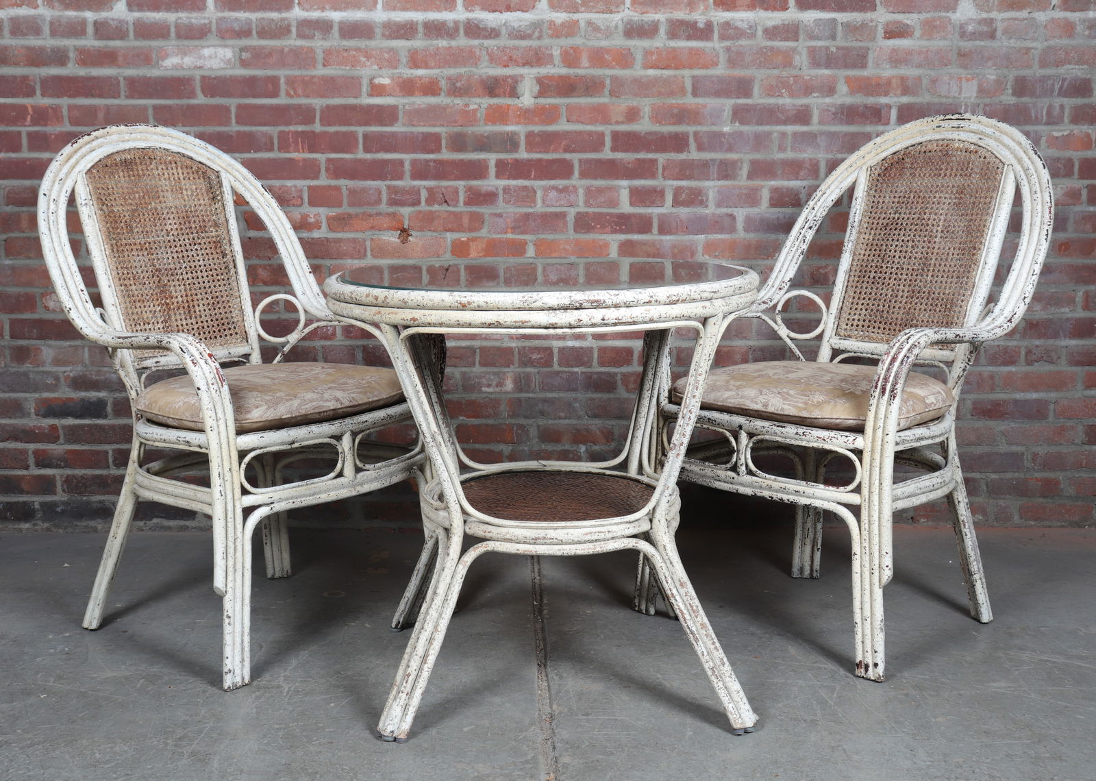 Pair of 1940's Painted Bamboo Chairs with Table (1 of 20)