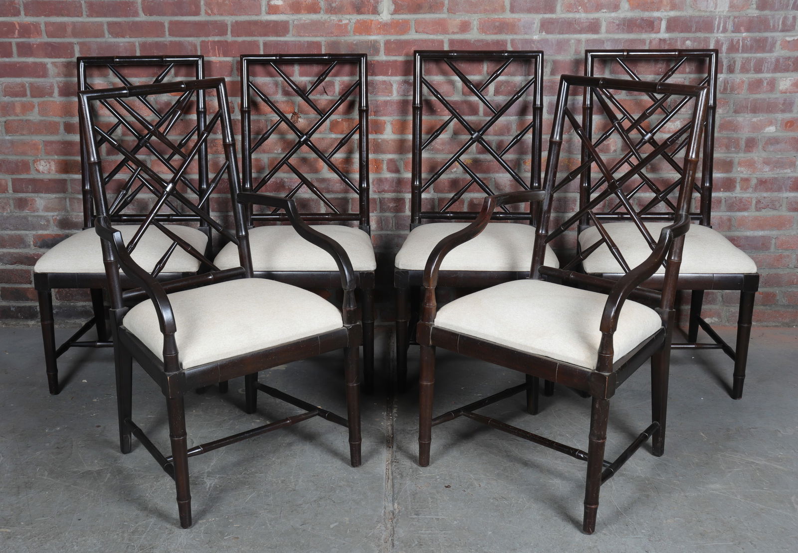 Set of Six Chippendale Cockpen Style Upholstered Chairs (1 of 16)