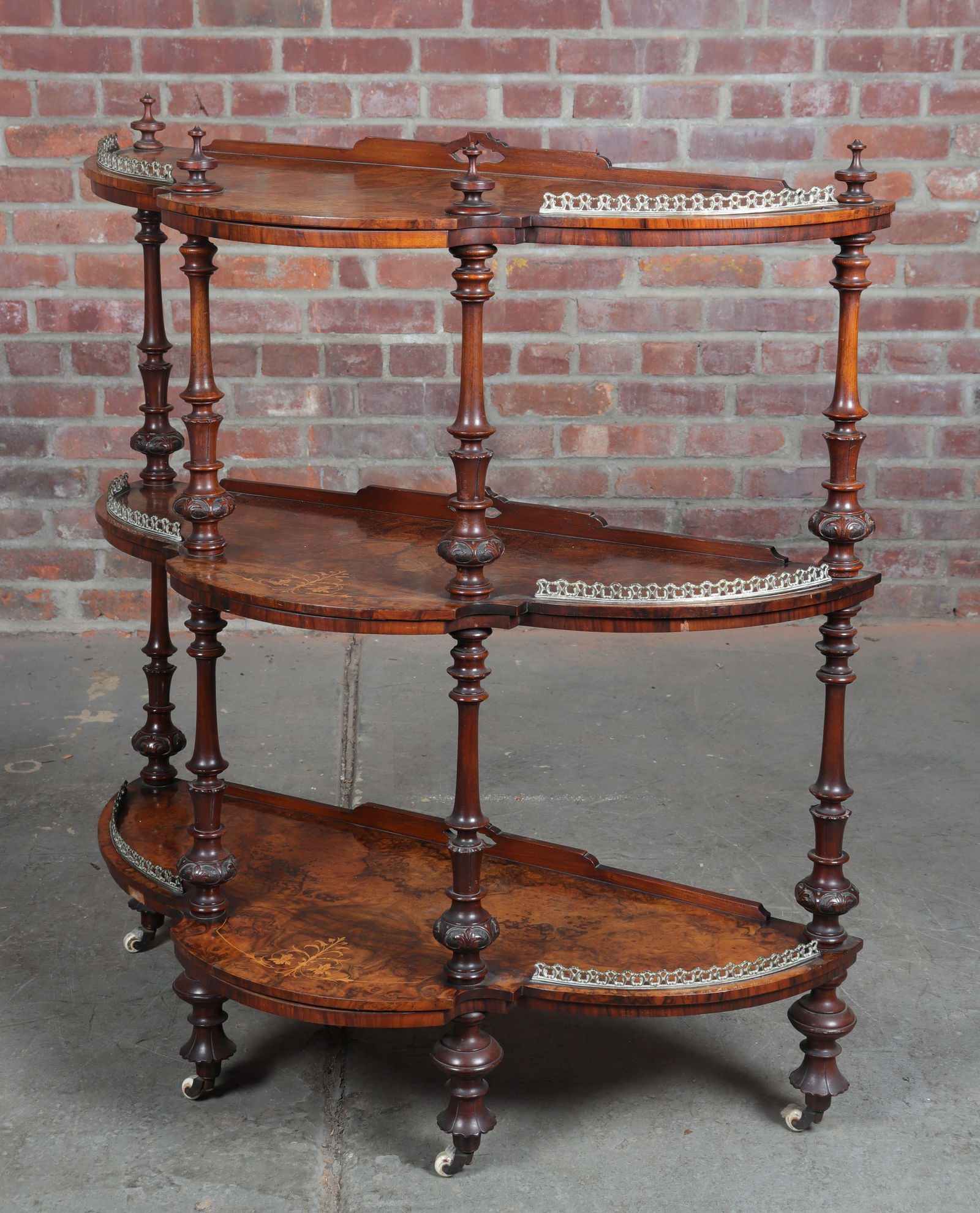 Victorian Burl Wood Marquetry Etagere (1 of 19)