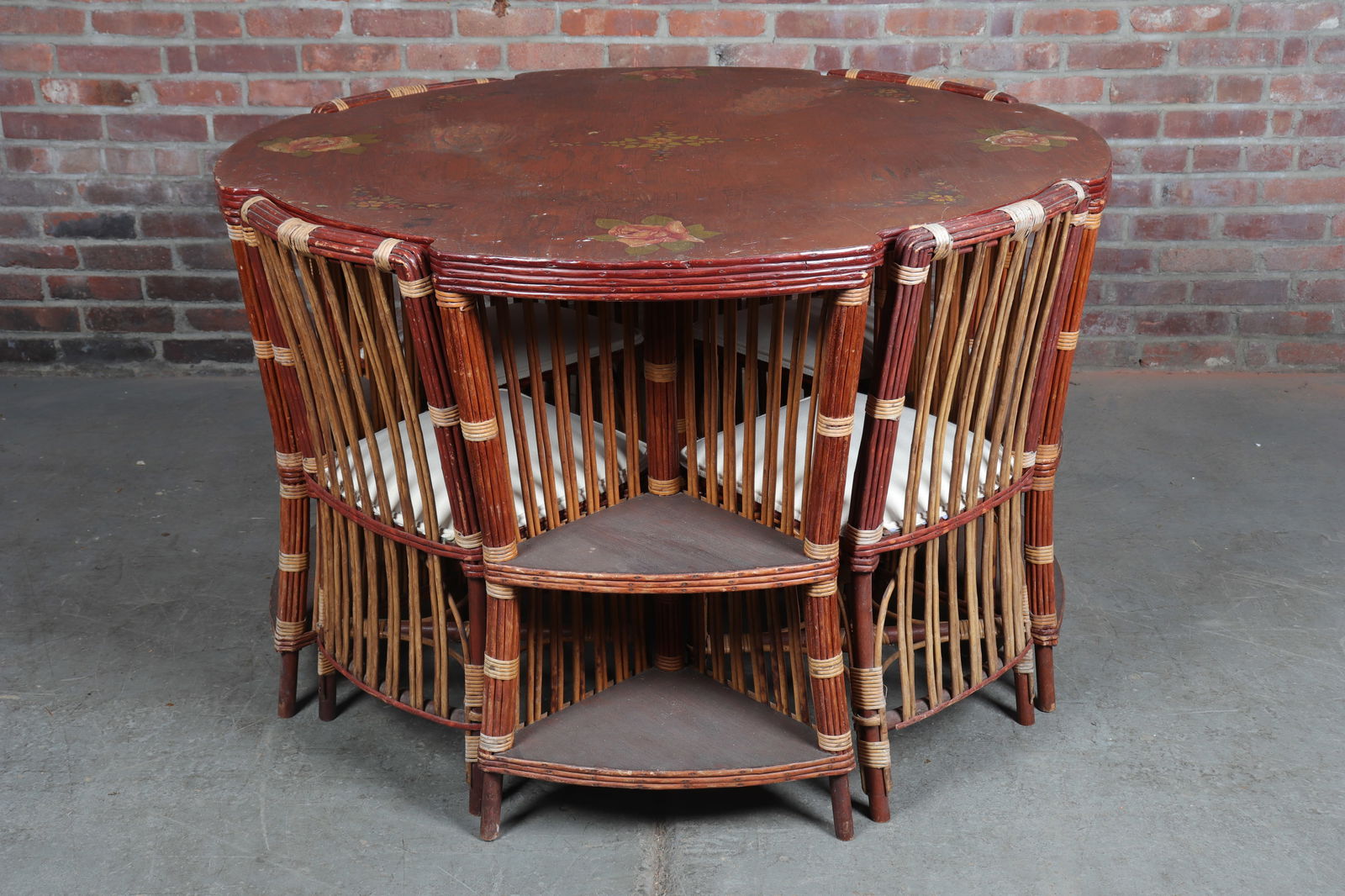 1920's Split Bamboo Table with Four Nesting Chairs (1 of 20)