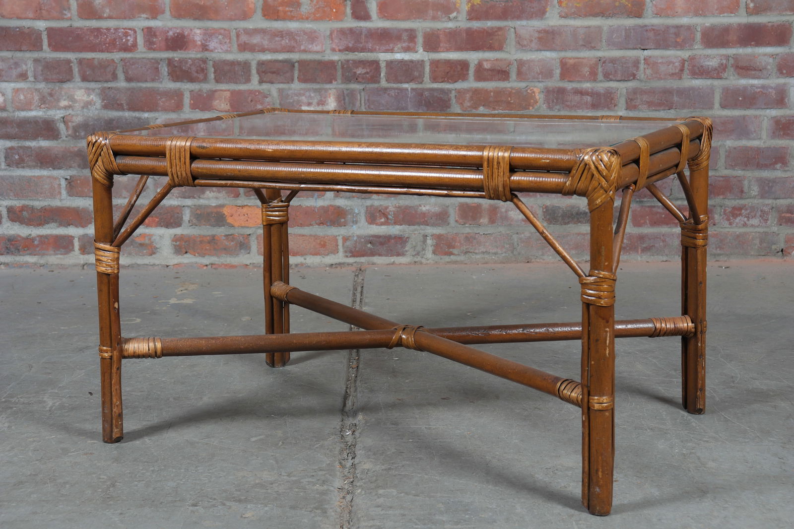 Glass Top Faux Bamboo Coffee Table (1 of 7)