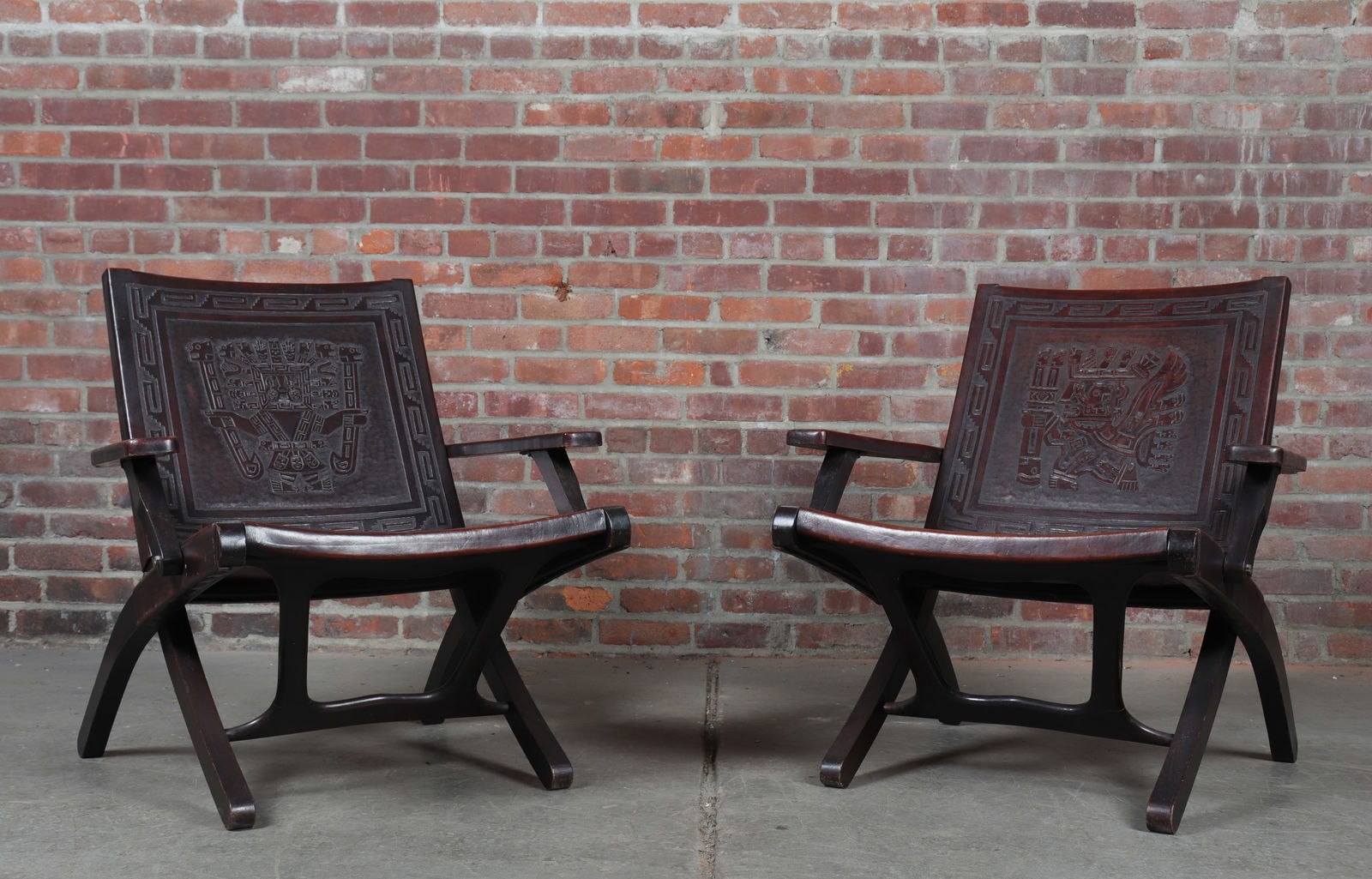 Pair of Leather Folding Mid-Century Campaign Style Armchairs by Angel Pazmino for Muebles de Estilo (1 of 16)