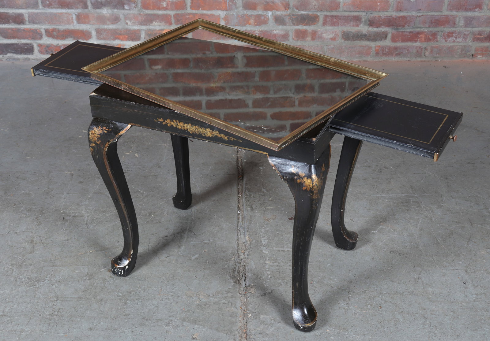 Chinoiserie Side Table with Brass Framed Glass Tray (1 of 12)