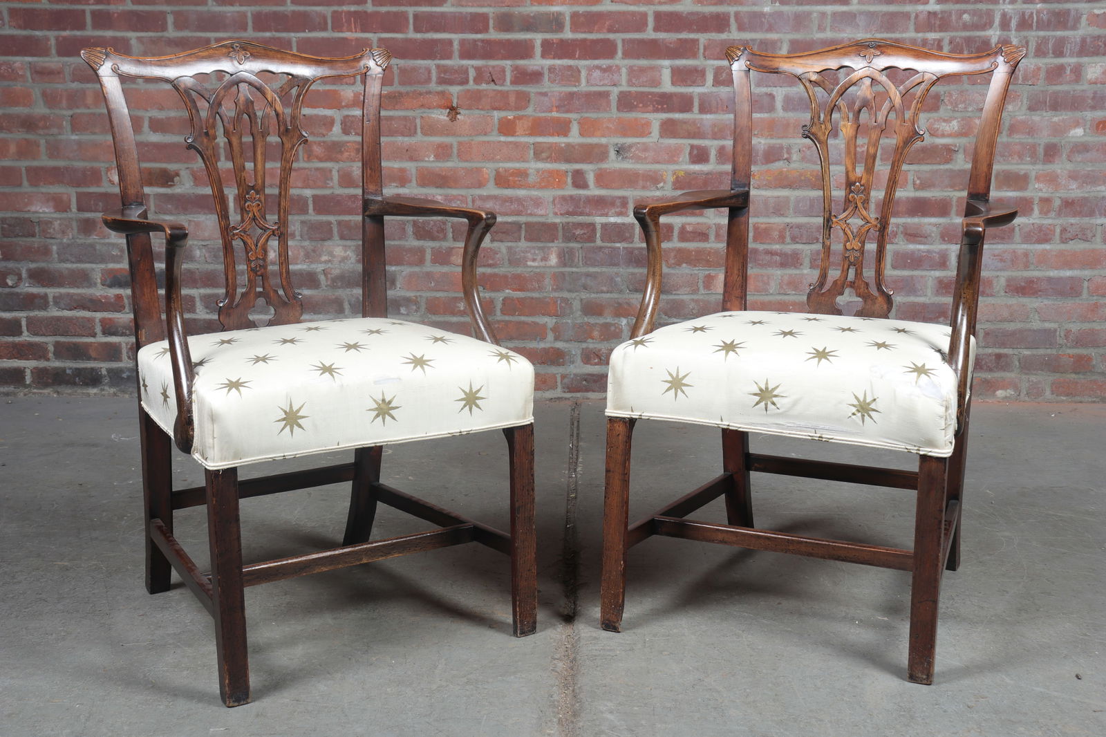 Pair of 19th Century Mahogany George II Arm Chairs (1 of 16)