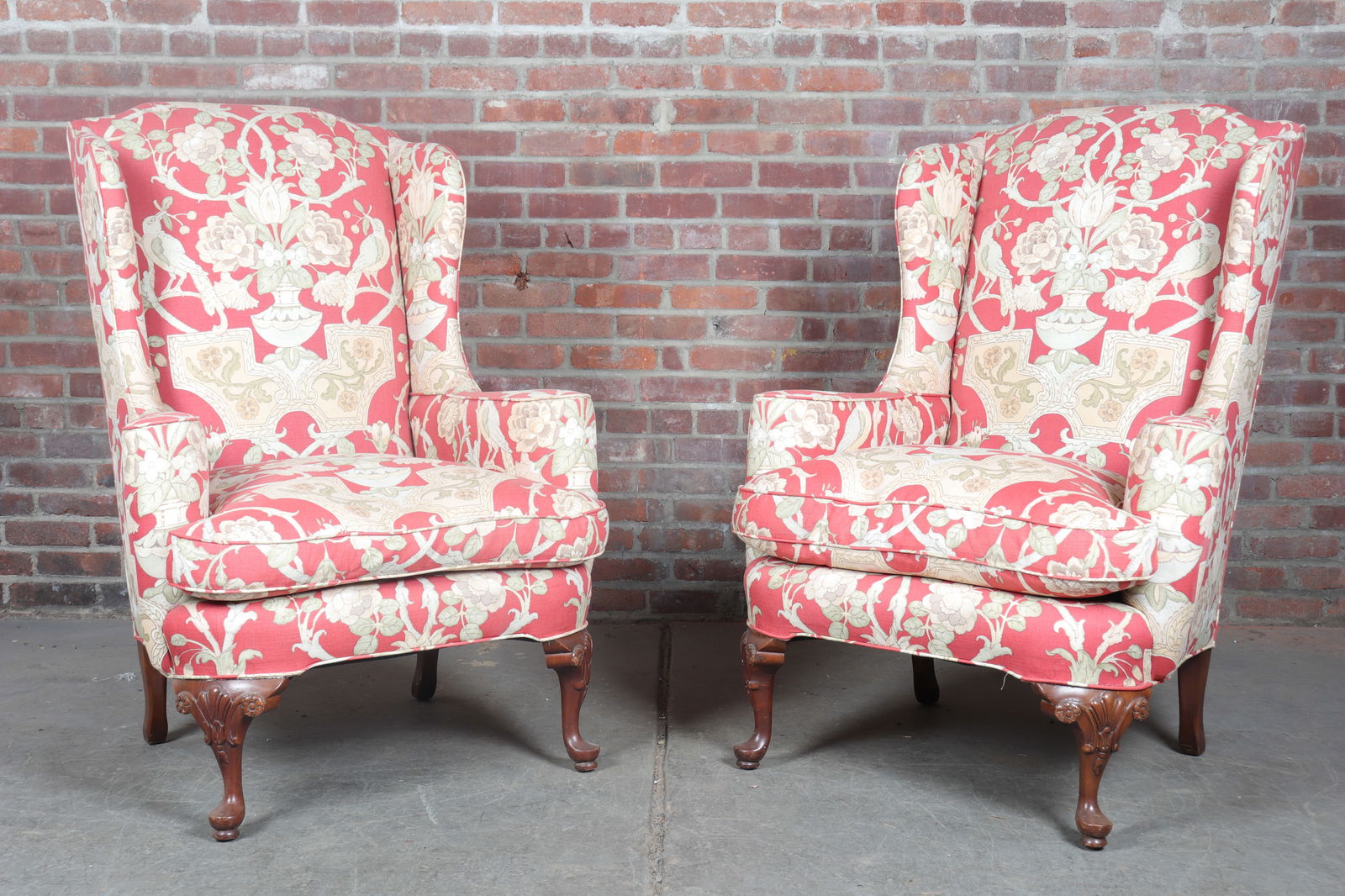 Pair of Upholstered Wingback Armchairs (1 of 13)