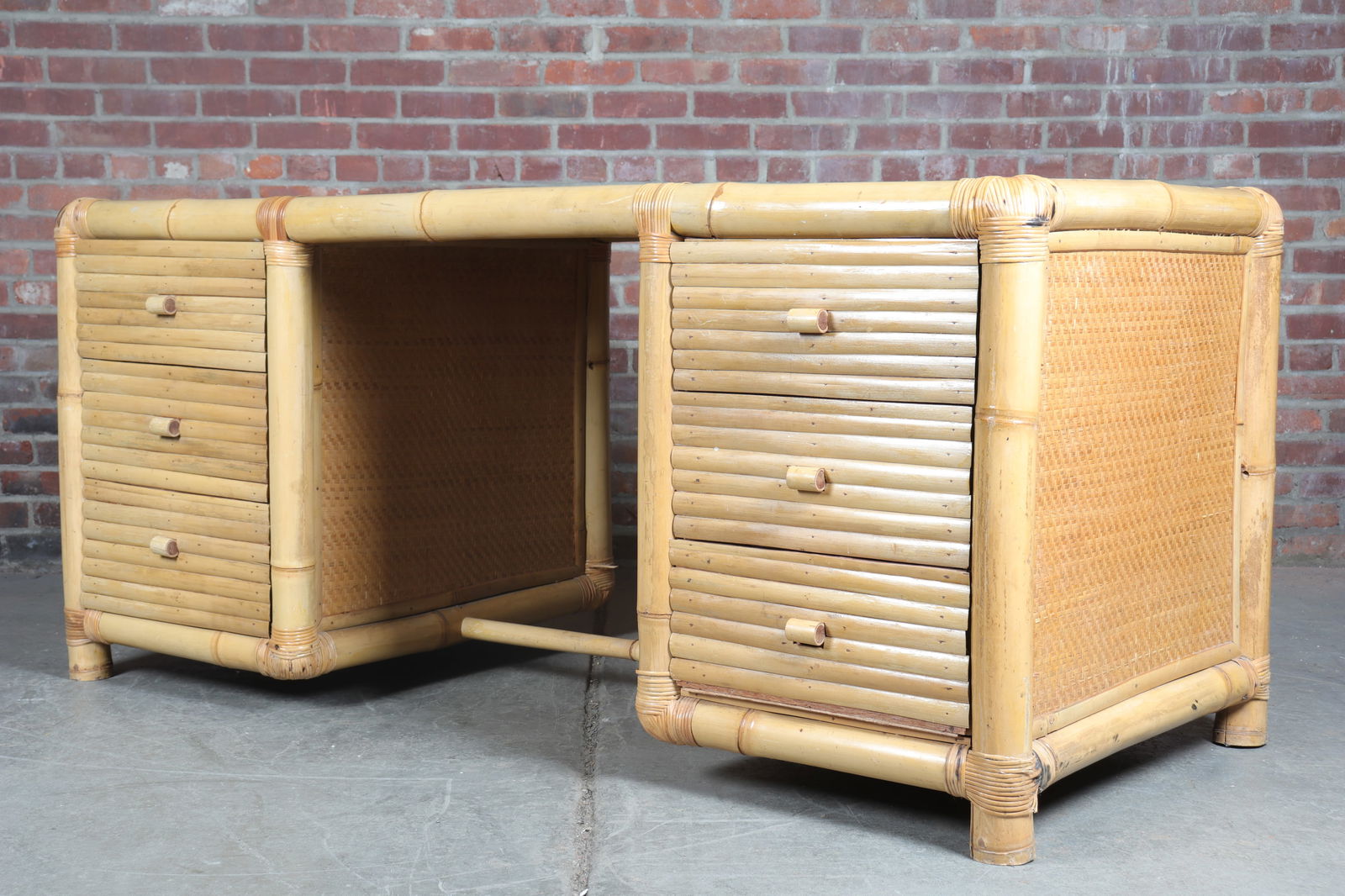 Midcentury Rattan Executive Desk (1 of 15)