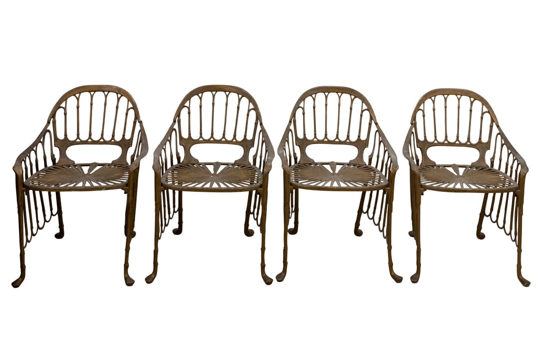 1950's Set of Four Aluminum Palm Chairs with Bronze Finish (1 of 8)