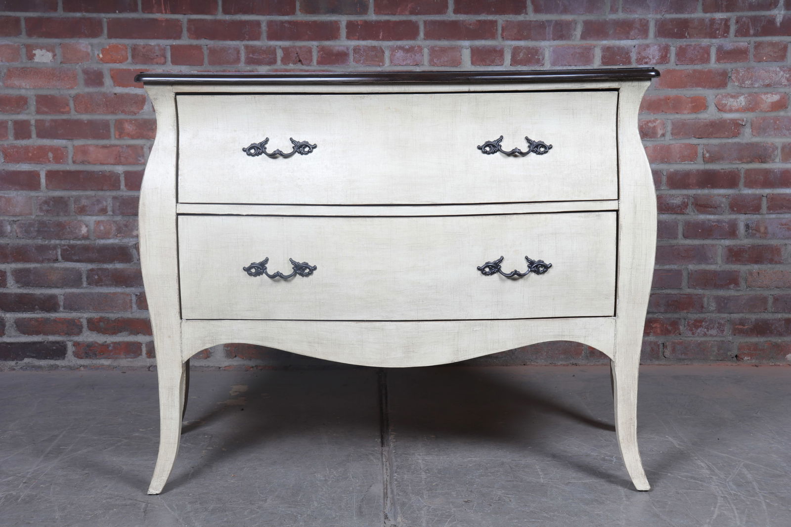 Vanguard Furniture Linen Wrapped Commode: Two drawer linen wrapped commode with solid single piece top from Vanguard Furniture.