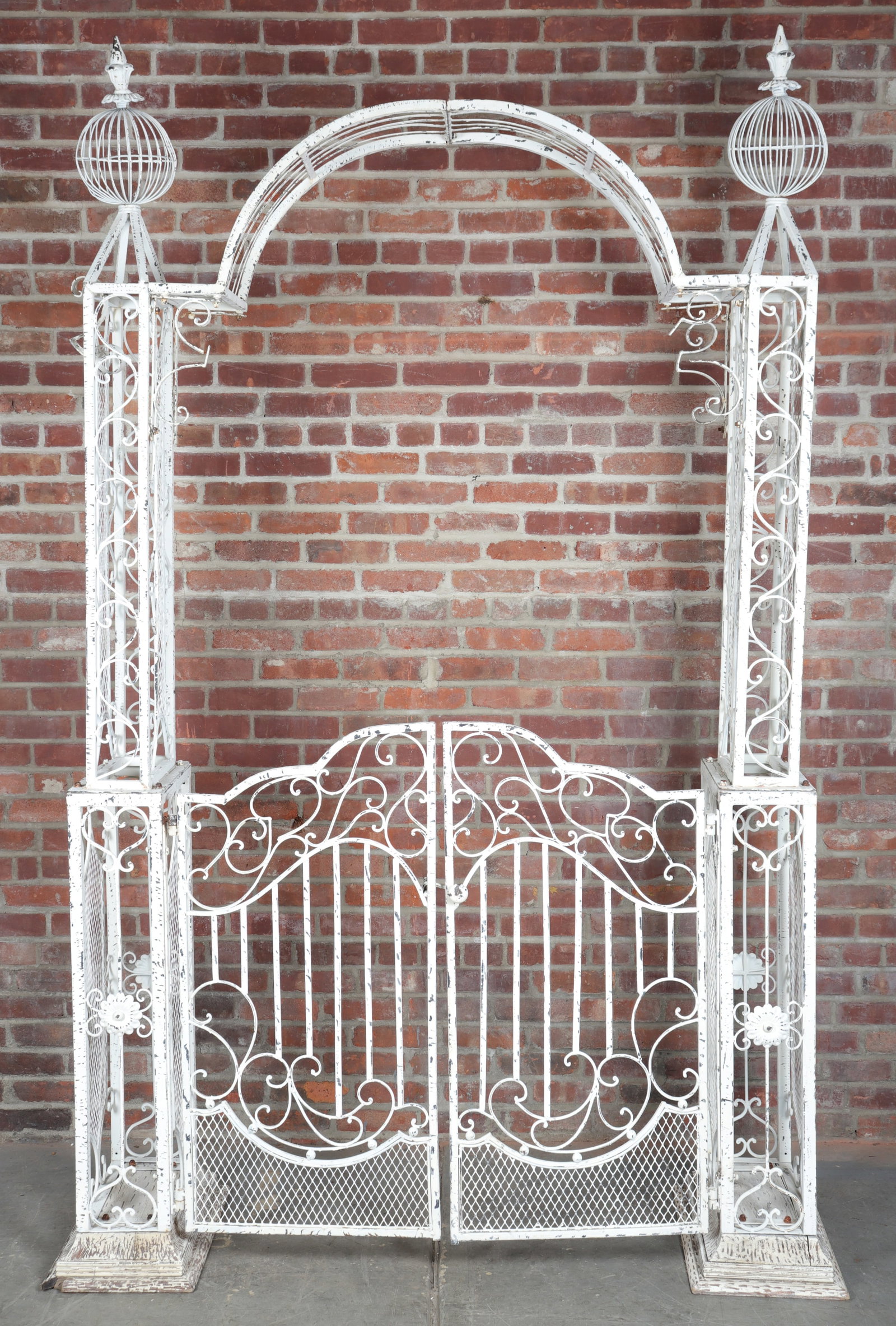 White Gated Iron Garden Arbor (1 of 7)