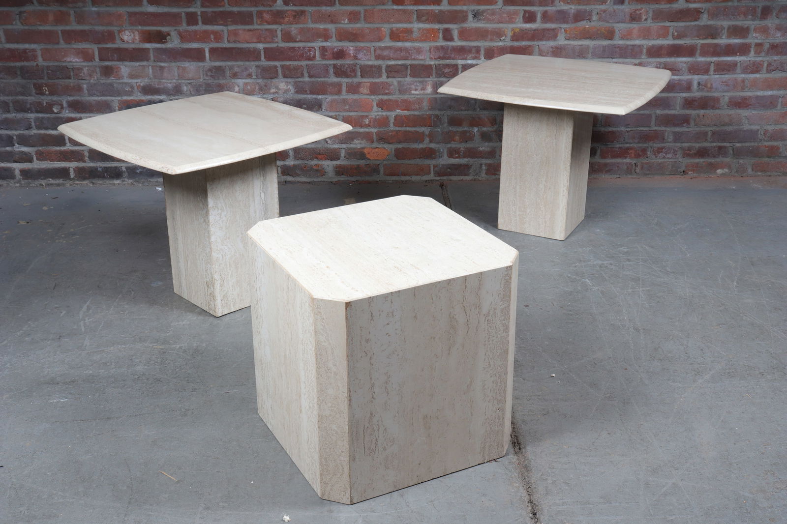 Set of Three Travertine Side or End Tables (1 of 5)