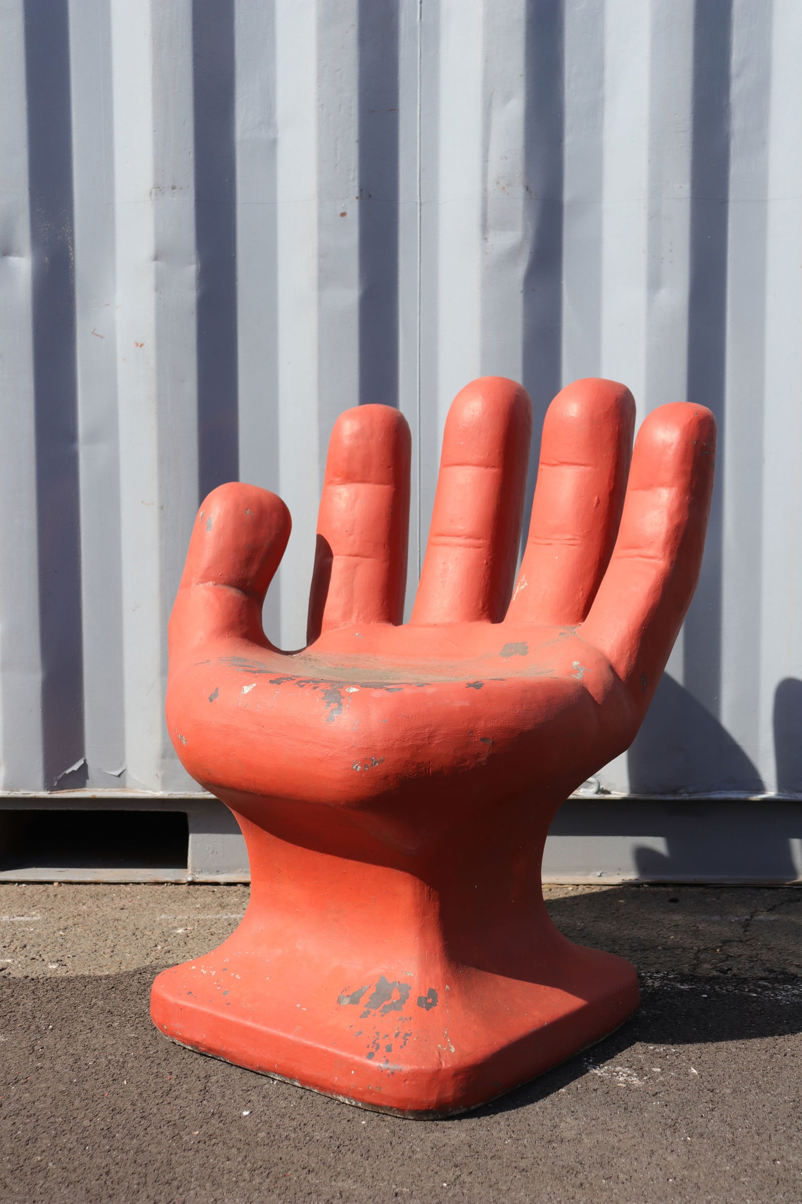 Cast Concrete Hand Chair in Red (1 of 9)