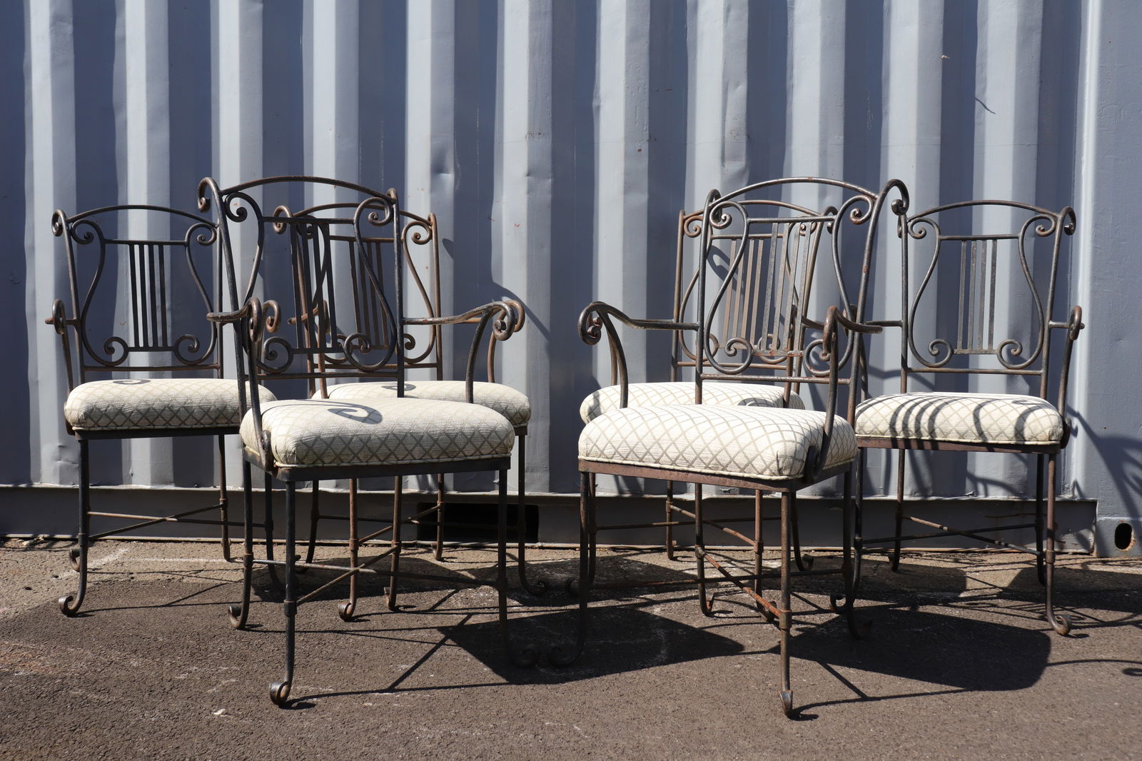 Set of Six Wrought Iron Lyre Back Arm Chairs (1 of 11)