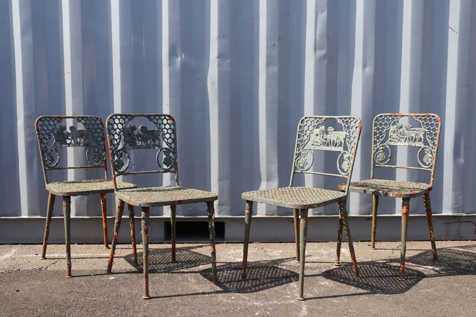 Set of Four Cast Iron Farm Chairs (1 of 10)
