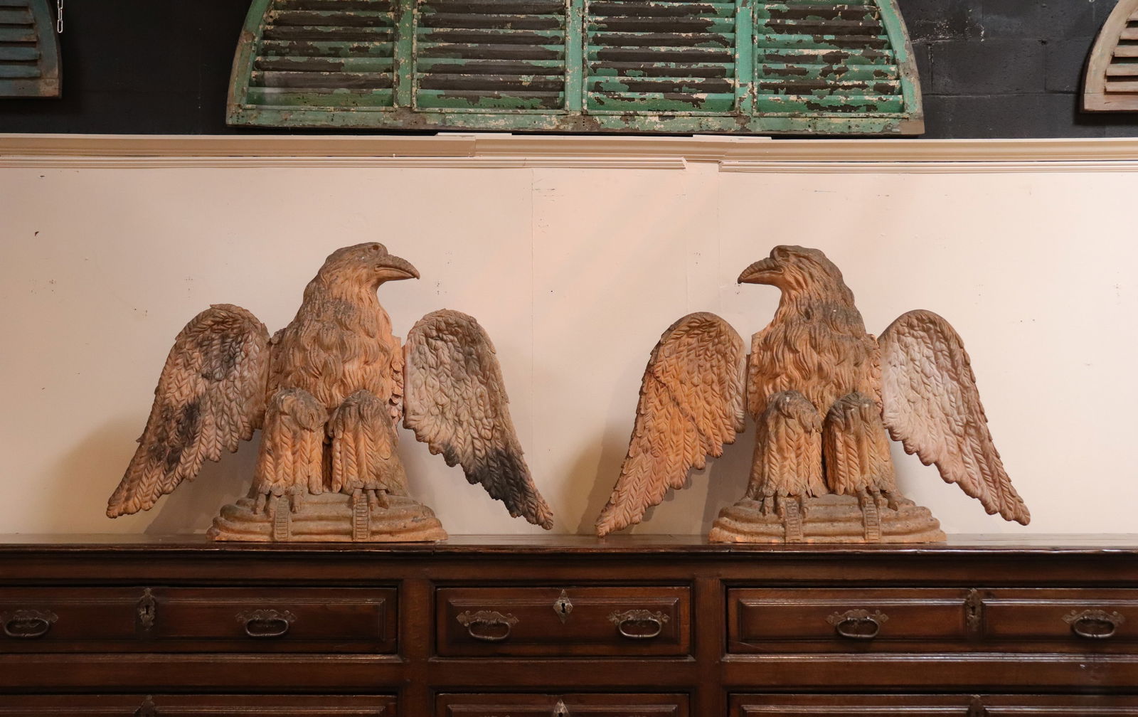 Monumental Pair of Terracotta Eagle Statues (1 of 17)