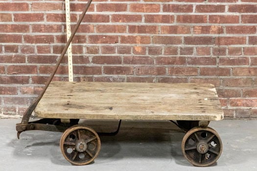 Industrial Wood Cart on Cast Iron Wheels by Howe (2 of 3) (1 of 5)