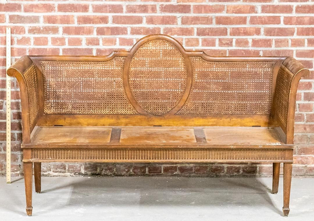 Louis XVI Style Caned Walnut Settee on Spade Feet (1 of 2) (1 of 6)