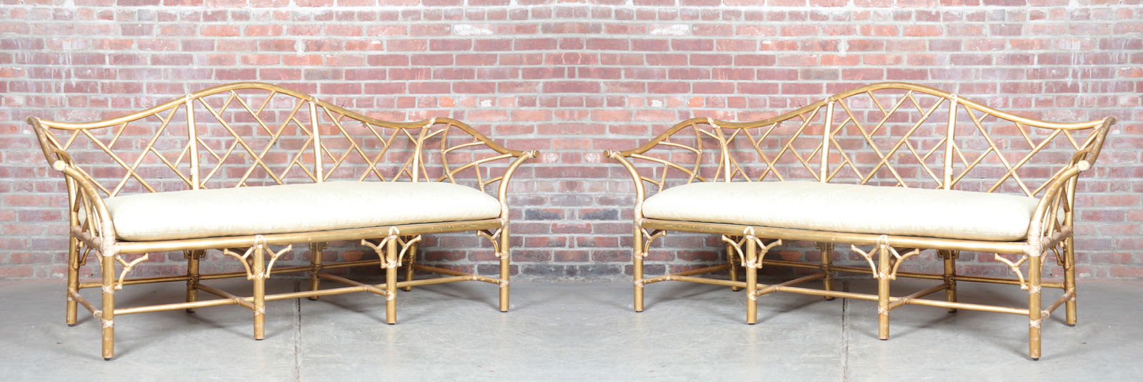 Pair of Gold Painted Bamboo Benches (1 of 10)