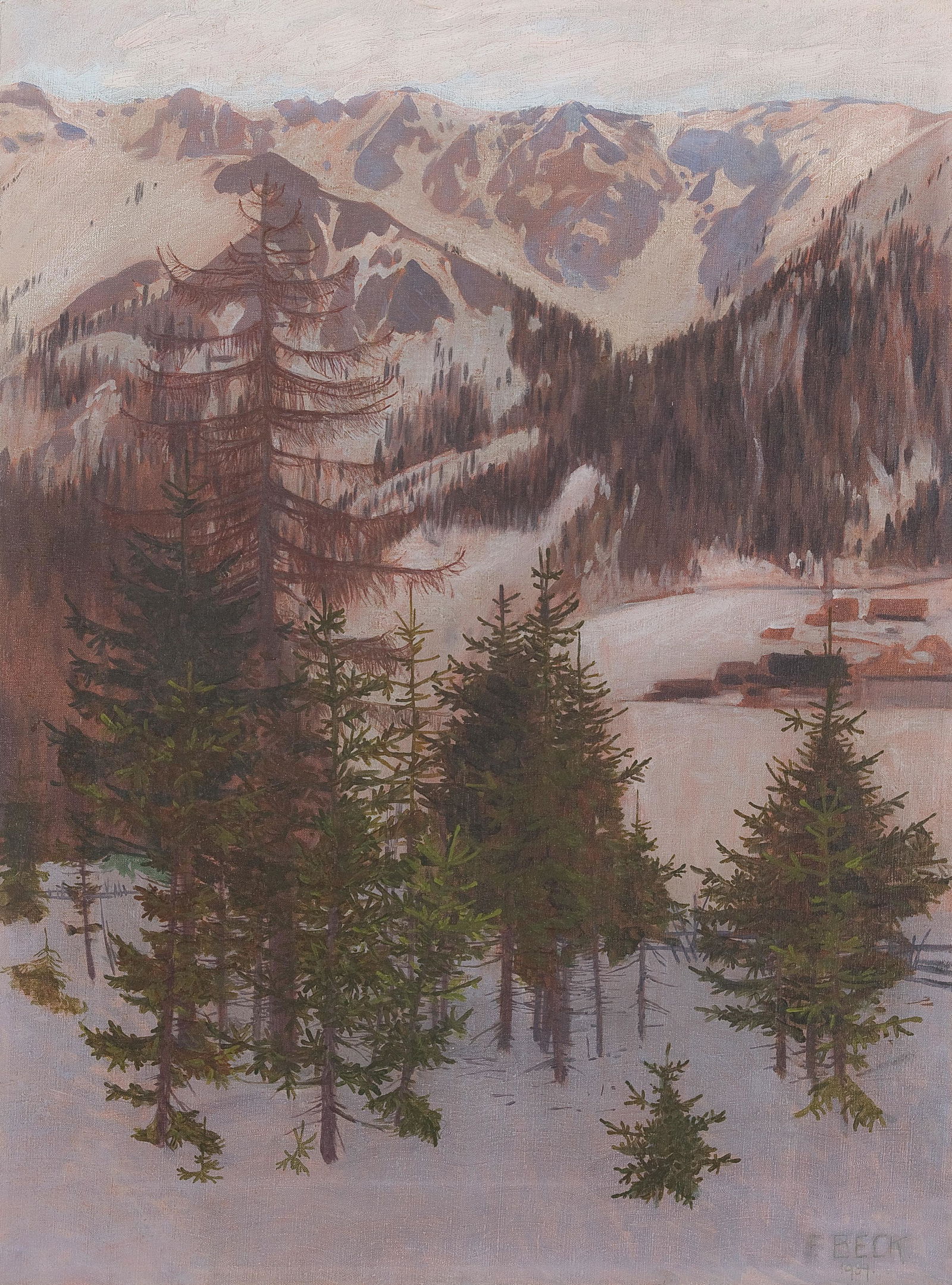 FRIEDRICH BECK (Vienna 1873 - 1921 Vienna): FRIEDRICH BECK (Vienna 1873 - 1921 Vienna) Hochschwab in Styria, 1909 oil/canvas, 75,5 x 56 cm signed F. Beck and dated 1909 Provenance: private property Vienna