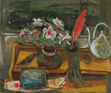 MARIE-LOUISE MOTESICZKY (Vienna 1906 - 1996 London): MARIE-LOUISE MOTESICZKY* (Vienna 1906 - 1996 London) Still Life with Azalea oil/canvas, 50,6 x 61 cm signed MotesiczkyProvenance: Marie-Louise von Motesiczky Charitable Trust, Chiswick auctions