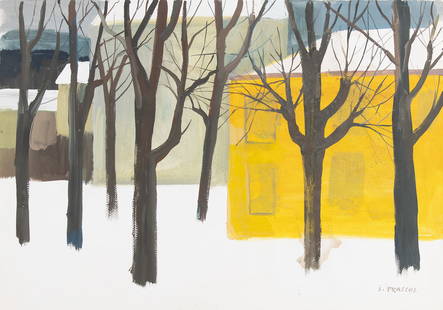 STEFAN PRASCHL* (Vienna 1910 - 1994 Vienna): STEFAN PRASCHL* (Vienna 1910 - 1994 Vienna) Yellow house gouache/paper, 44,2 x 62,5 cm signed S. Praschl ESTIMATE € 800 - 1600 STARTING PRICE € 800