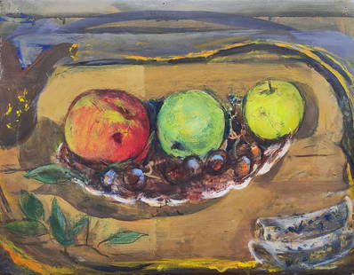 MARIE-LOUISE VON MOTESICZKY* (Vienna 1906 - 1996 London): MARIE-LOUISE VON MOTESICZKY* (Vienna 1906 - 1996 London)Still live with three appleoil/canvas, 36 x 45,5 cm catalogue raisonne Marie-Louise von Motesiczky, Schlenker, USA 2009, n. 303