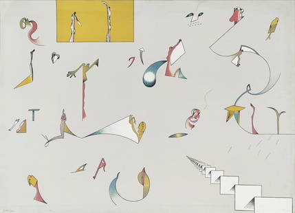 JAN VOSS* (born 1936 in Hamburg): JAN VOSS* (born 1936 in Hamburg)Without title, 1972color lithography/paper, 55 x 75 cmsigned Voss, dated 72numbered 345/1000tear, slight coloration on the edges