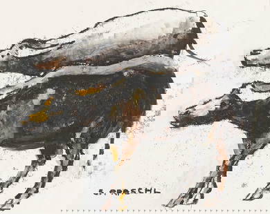 STEFAN PRASCHL* (Vienna 1910 - 1994 Vienna): STEFAN PRASCHL* (Vienna 1910 - 1994 Vienna)Water buffalosmixed media/paper 34,3 x 43,1 cmsigned S. PraschlESTIMATE °€ 100 - 200STARTING PRICE °€ 100