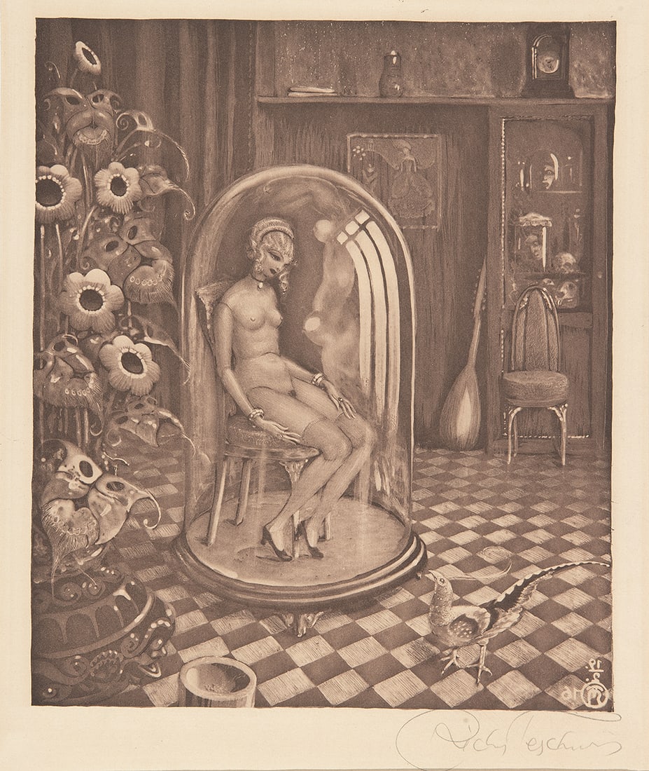 RICHARD TESCHNER (Carlsbad 1879 - 1948 Vienna): RICHARD TESCHNER (Carlsbad 1879 - 1948 Vienna)Homunculus, 1916aquatint/paper 42,2 x 33,1 cmsigned Richard Teschnermonogrammed and dated in print RT 16ESTIMATE °&