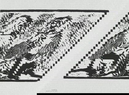 STEFAN PRASCHL* ( Vienna 1910 - 1994 Vienna ): STEFAN PRASCHL* ( Vienna 1910 - 1994 Vienna )Monkeyswoodcut/paper 46,4 x 62 cmverso state stamp Prof. Stefan PraschlSCHÄTZPREIS / ESTIMATE °€ 150 - 300STARTPR
