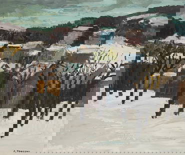 STEFAN PRASCHL* ( Vienna 1910 - 1994 Vienna ): STEFAN PRASCHL* ( Vienna 1910 - 1994 Vienna )Winter landscape oil/board 61 x 71,5 cm signed S. PraschlSCHÄTZPREIS / ESTIMATE € 500 - 800STARTPREIS / STARTING