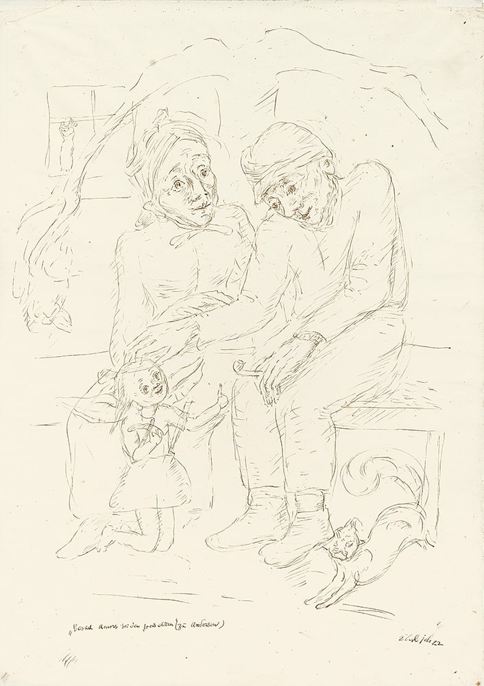 GEORG EHRLICH* (Vienna 1897 - 1966 Lucerne): GEORG EHRLICH* (Vienna 1897 - 1966 Lucerne)Cupid's visit, 1922ink/paper 62,5 x 37,5 cmsigned Ehrlich, dated 22, inscribed Besuch Amors bei den Großeltern (zu Andersen)depicted in the catalogu