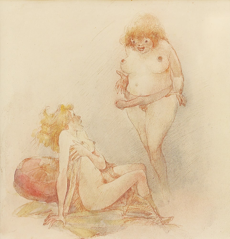 OTTO RUDOLF SCHATZ* (Vienna 1900 - 1961 Vienna): OTTO RUDOLF SCHATZ* (Vienna 1900 - 1961 Vienna) Erotic scene watercolor and pencil/paper 19 x 18 cm SCHÄTZPREIS / ESTIMATE € 400 - 600 STARTPREIS / STARTING PRIC