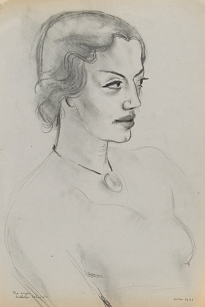 MARGARETE BERGER-HAMERSCHLAG* (Vienna 1902 - 1958 London): MARGARETE BERGER-HAMERSCHLAG* (Vienna 1902 - 1958 London) Kalliope Soliriades, 1931 charcoal/paper 55,4 x 37,3 cm dated 1931, labelled The singer Kalliope Soliriades Wien 1931