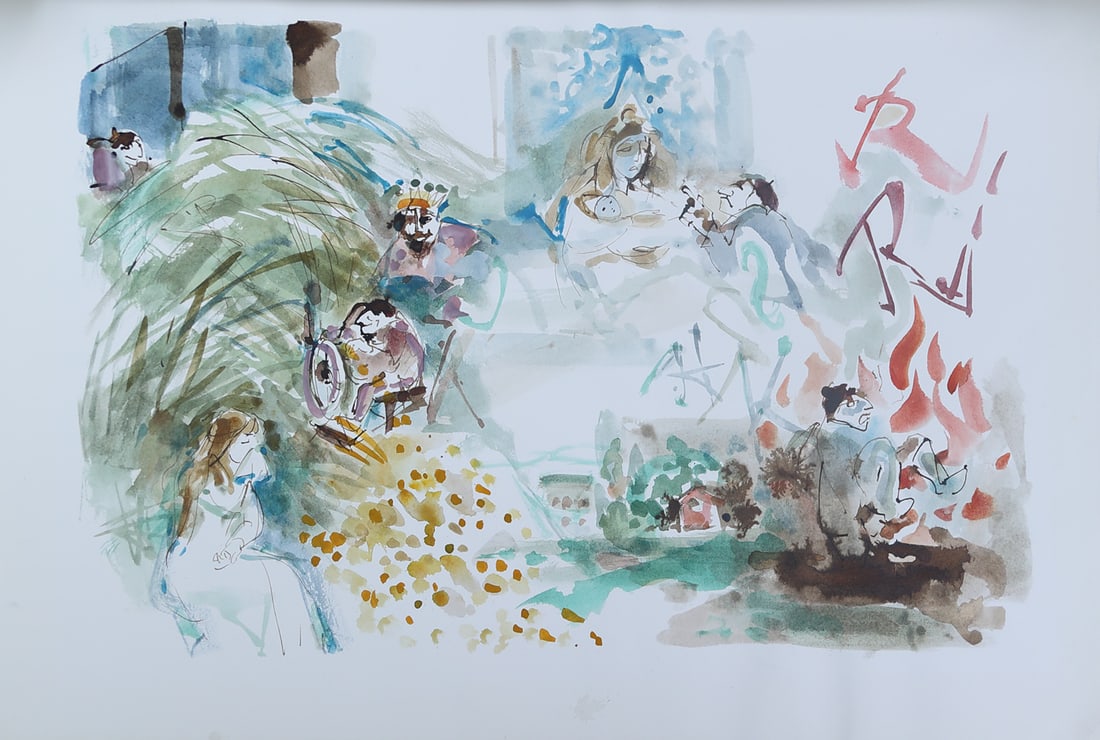 Gunter Böhmer* (Dresden 1911 - 1986 Montagnola): Gunter Böhmer* (Dresden 1911 - 1986 Montagnola)Rumpelstiltskinwatercolor/paper 38 x 52,5 cmverso estate stampSCHÄTZPREIS / ESTIMATE °€ 150 - 250STARTPREIS / STARTING PRICE °€ 150Gunter