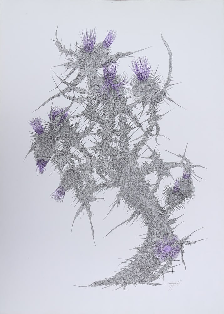 Ernst Degasperi* (Meran 1927 - 2011 Vienna): Ernst Degasperi* (Meran 1927 - 2011 Vienna)Thistle, 1977screen print/paper 70 x 50 cmsigned Ernst Degasperi, dated 77/17.ISCHÄTZPREIS / ESTIMATE °€ 100 - 200S