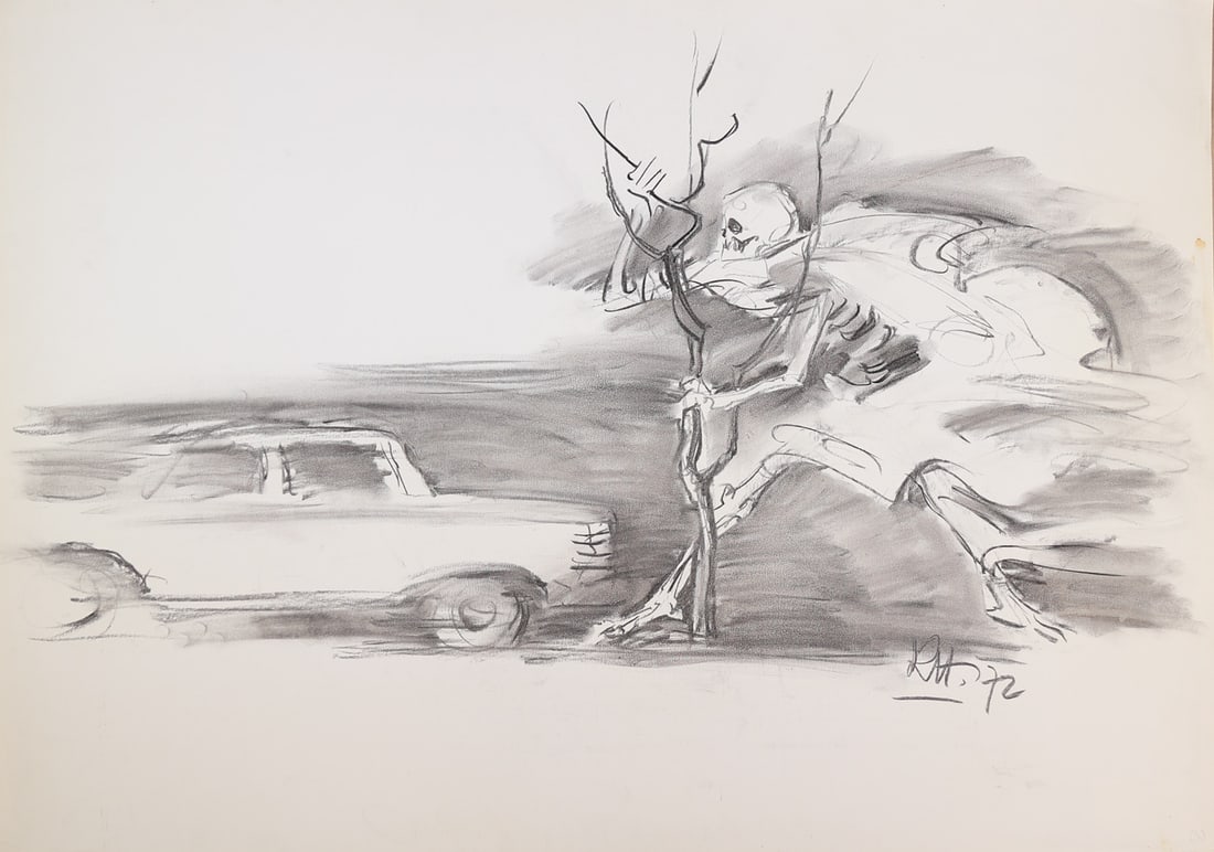 Robert Hanna* (Vienna 1909 - 1988 Vienna): Robert Hanna* (Vienna 1909 - 1988 Vienna)The hunting one, 1972lithograph/paper 62 x 85 cmmonogrammed and dated in the plate RH 72SCHÄTZPREIS / ESTIMATE °€ 100 - 200STARTPREIS / STARTING PRICE