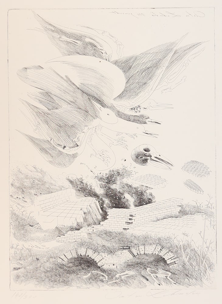Anton Lehmden* (Nitra 1929 - 2018 Vienna): Anton Lehmden* (Nitra 1929 - 2018 Vienna)Bird flightetching/paper 44,3 x 32,6 cmsigned Anton Lehmden, numbered 148/300SCHÄTZPREIS / ESTIMATE °€ 100 - 150START