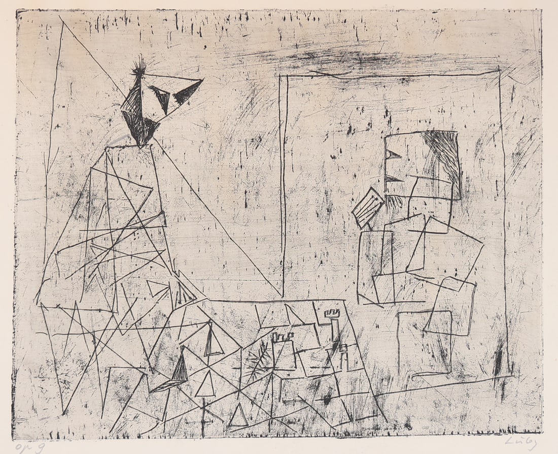 Franz Luby* (St. Pölten 1902 - 1989 Vienna): Franz Luby* (St. Pölten 1902 - 1989 Vienna)Chessetching/paper 24,7 x 29,9 cmsigned Luby, inscribed op. 9SCHÄTZPREIS / ESTIMATE °€ 100 - 200STARTPREIS / STARTI