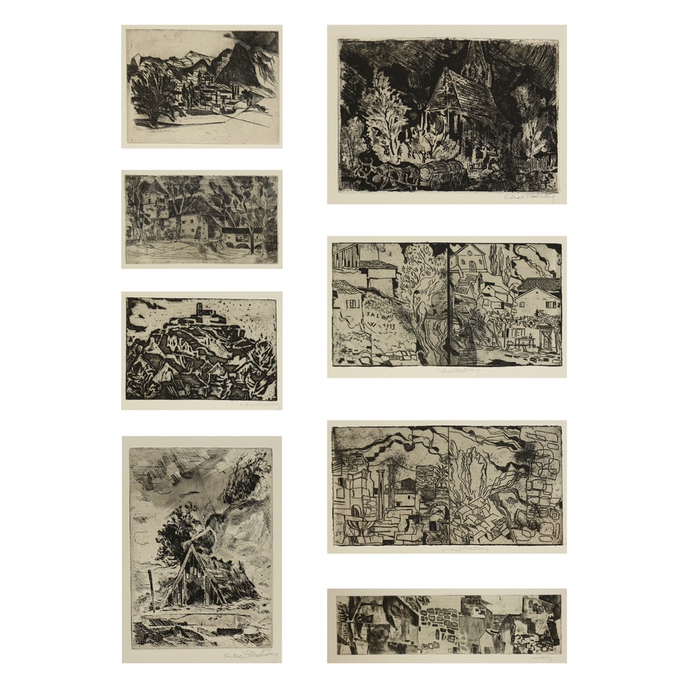 Oskar Matulla* (Vienna 1900 - 1982 Vienna): Oskar Matulla* (Vienna 1900 - 1982 Vienna)Bundle of 8 etchingsetching/paper 38 x 54 cmall the sheets signed Oskar MatullaSCHÄTZPREIS / ESTIMATE °€ 100 - 200ST