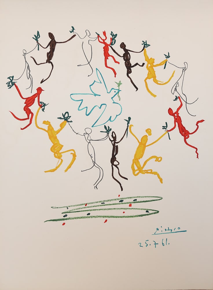 Pablo Picasso* (Málaga 1881 - 1973 Mougins): Pablo Picasso* (Málaga 1881 - 1973 Mougins)Dance of the youth, 1961print 65 x 49,8 cmsigned and dated in the plate Picasso 25.7.61based on the drawing of the artist