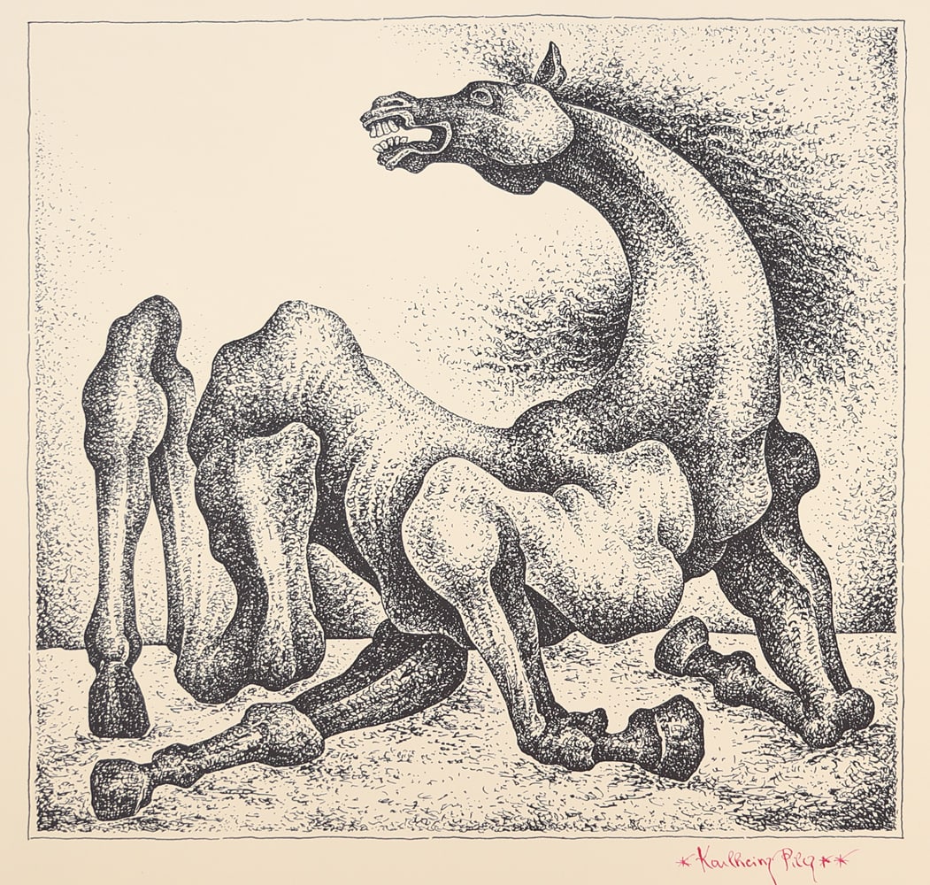 Karlheinz Pilcz* (Vienna 1940 - 2019): Karlheinz Pilcz* (Vienna 1940 - 2019)Horseoffset lithograph/paper 29,9 x 31,2 cmsigned Karlheinz PilczSCHÄTZPREIS / ESTIMATE °€ 30 - 50STARTPREIS / STARTING P