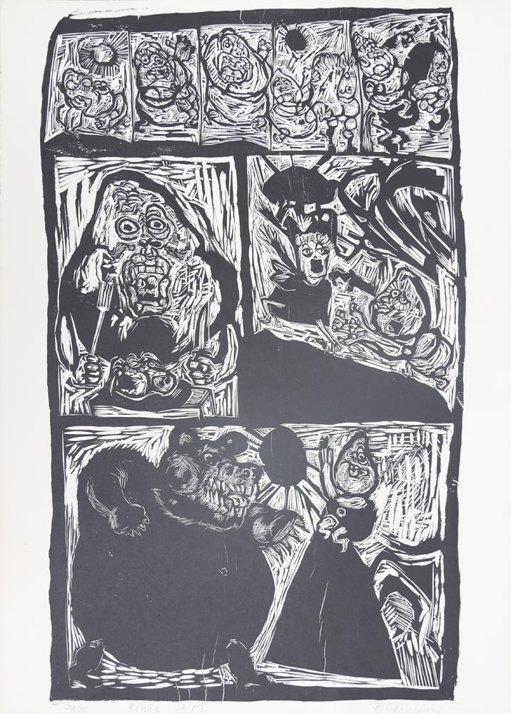 Rudolf Schönwald* (born 1928 in Hamburg): Rudolf Schönwald* (born 1928 in Hamburg)Kingwoodcut/paper 75,5 x 54,2 cmsigned R. Schönwald, inscribed Könignumbered 33/80SCHÄTZPREIS / ESTIMATE °€ 60 - 120STARTPREIS / STARTING PRICE