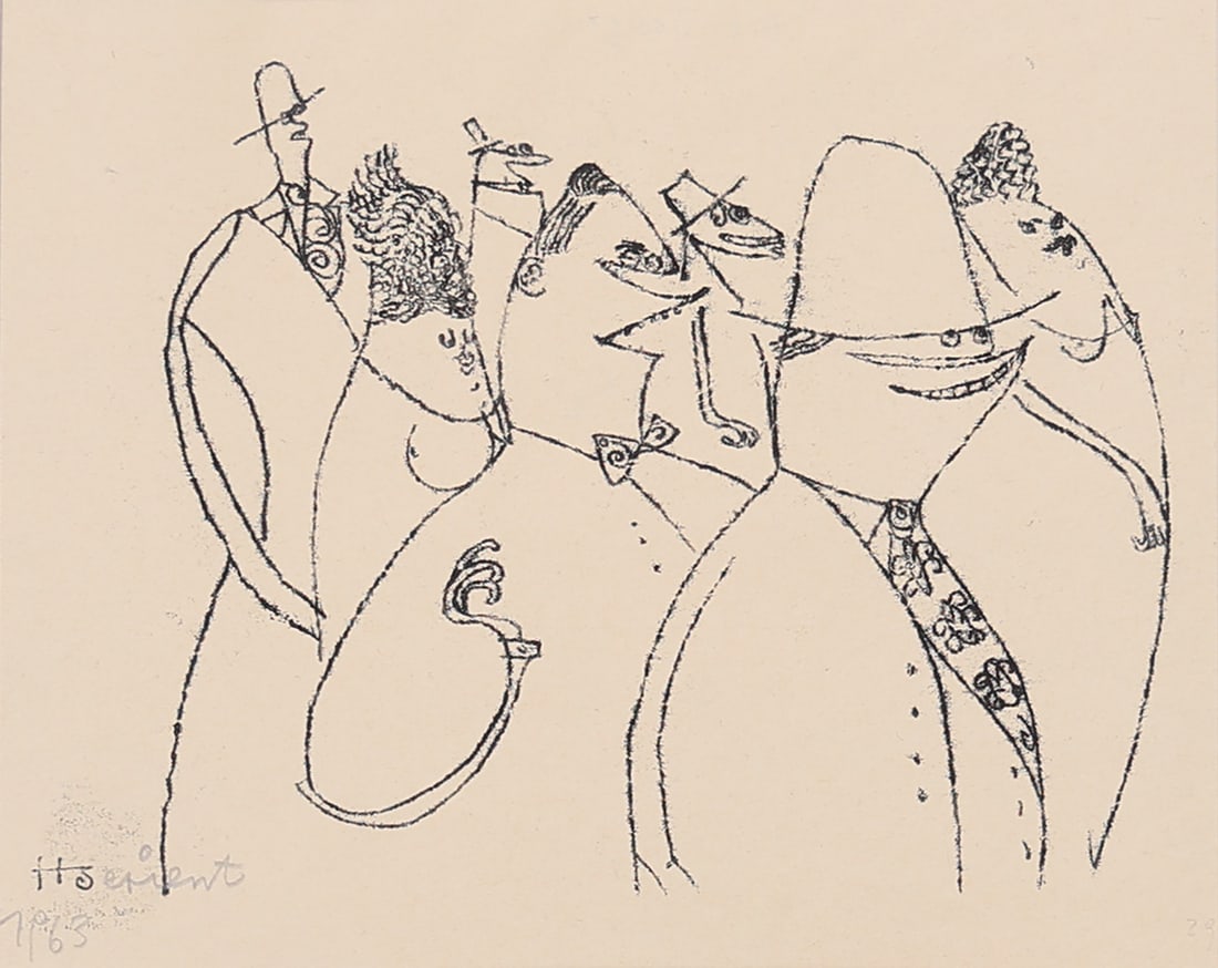 Hermann Serient* (born 1935 in Melk): Hermann Serient* (born 1935 in Melk)The witnessesmonotype/paper 24 x 27,8 cmsigned Serient, dated 1963inscribed Für Frau Fitzbauermonogrammed in the plate HSverso the reversed pencil