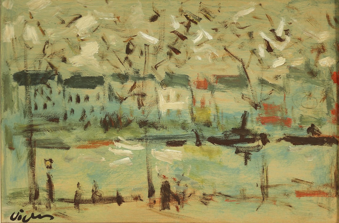 Sylvain Vigny* (Vienna 1903 - 1970 Nice): Sylvain Vigny* (Vienna 1903 - 1970 Nice)Stroll at harbourgouache/cardboard 23 x 34,7 cmsigned VignySCHÄTZPREIS / ESTIMATE °€ 400 - 600STARTPREIS / STARTING PRICE °€ 400Sylvain Vigny was