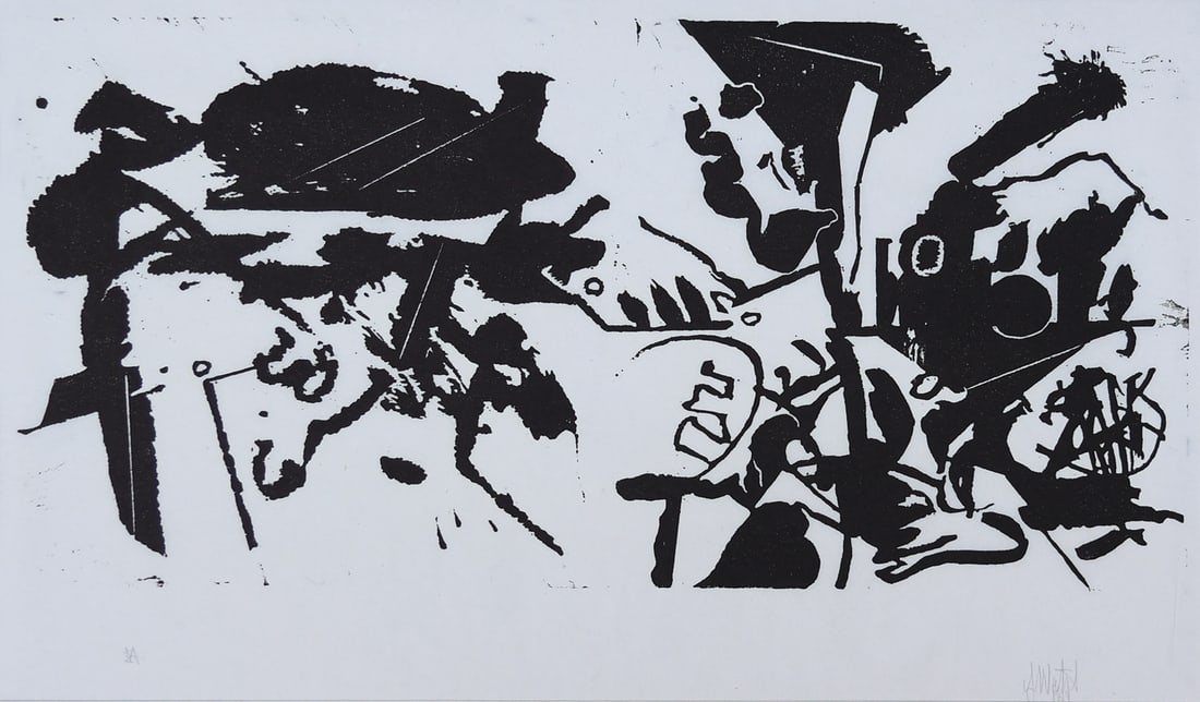 Anton Watzl* (Kleinmünchen 1930 - 1994): Anton Watzl* (Kleinmünchen 1930 - 1994)Untitled, 1979woodcut/paper 24 x 49 cmsigned Anton Watzl, dated 1979SCHÄTZPREIS / ESTIMATE °€ 50 - 100STARTPREIS / STARTING PRICE °€ 50Anton Watzl