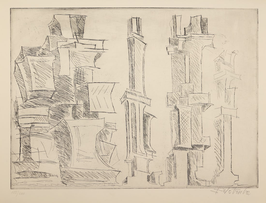Fritz Wotruba* (Vienna 1907 - 1975 Vienna): Fritz Wotruba* (Vienna 1907 - 1975 Vienna)Columnsetching/paper 37,5 x 49 cmsigned F Wotruba, numbered 185/200SCHÄTZPREIS / ESTIMATE °€ 200 - 300STARTPREIS / STARTING PRICE °€ 200The