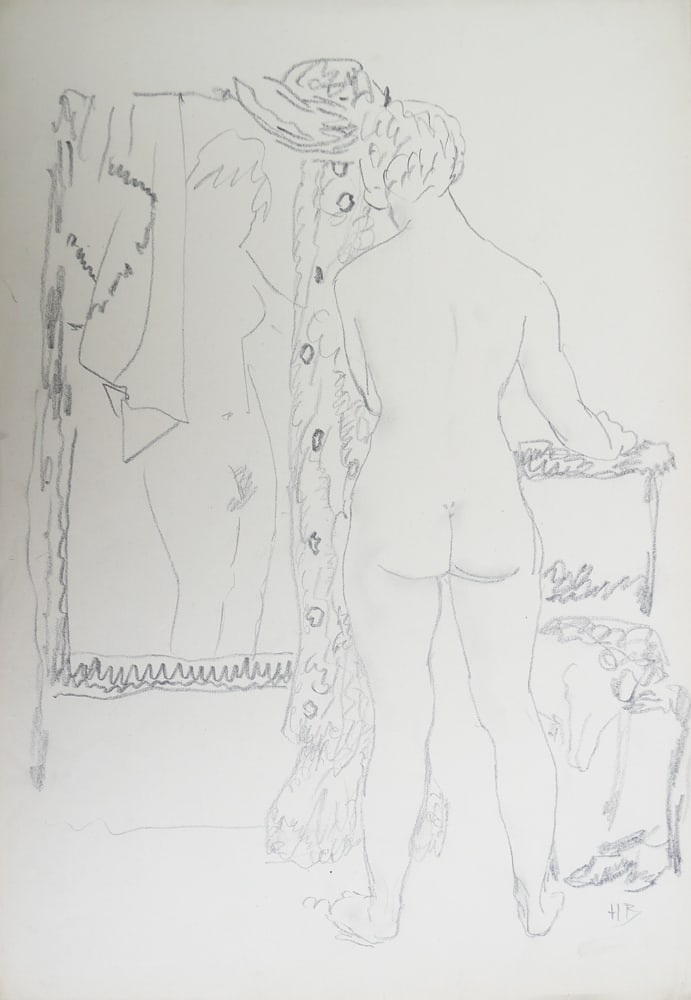 Hans Böhler* (Vienna 1884 - 1961 Vienna): Hans Böhler* (Vienna 1884 - 1961 Vienna)In the boudoirpencil/paper 43 x 30 cmmonogrammed HBverso estate stampSCHÄTZPREIS / ESTIMATE € 300 - 600STARTPREIS / STARTING PRICE € 300Hans