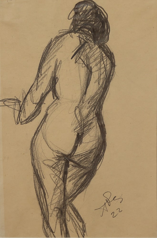Anton Faistauer (St. Martin bei Lofer 1887 - 1930 Vienna): Anton Faistauer (St. Martin bei Lofer 1887 - 1930 Vienna)Back nude, 1922pencil/paper 24 x 19,8 cmmonogrammed AF, dated 22SCHÄTZPREIS / ESTIMATE € 300 - 600STA
